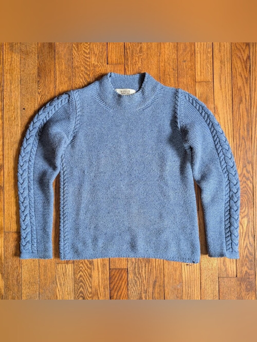 Aran Sweater Market Ireland Cotton Lambswool Blend Sweater with Cable knit Detai